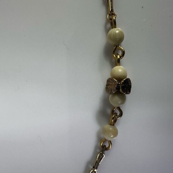 Chloe Faux Pearl Long‎ Necklace Gold Tone 31” - Picture 3 of 6